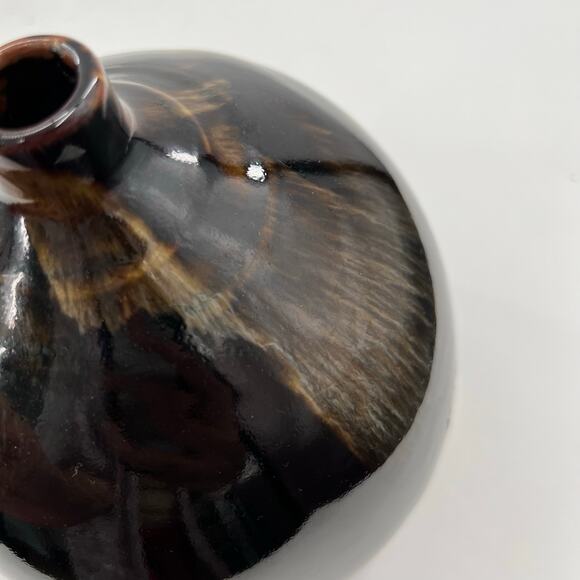 TOYO Japan pottery bulbous modern MCM vase with a distinctive drip glaze - Picture 6 of 9